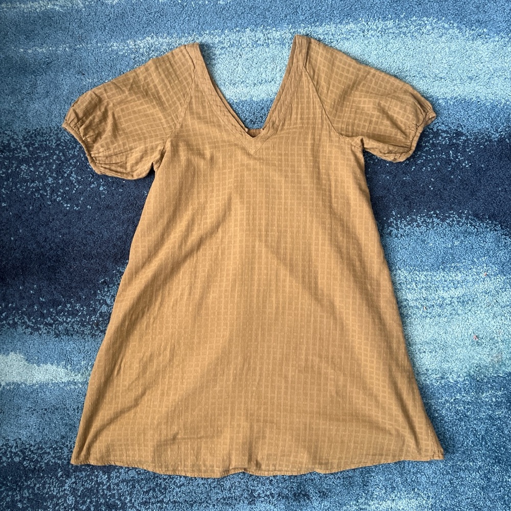 Tan V-Neck Linen Sun Dress